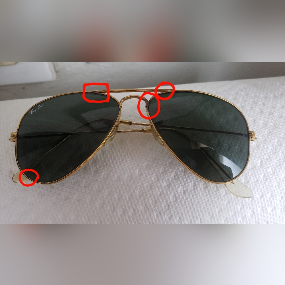 Ray-Ban Gold and Black Aviator Sunglasses - Picture 13 of 15